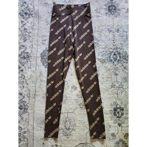 Adidas Originals Logomania Repeat Logo Monogram Leggings in Brown Pants